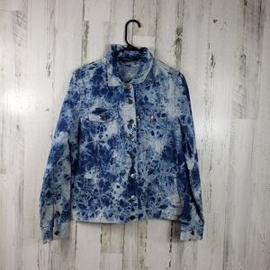 Helium blue and white denim jean jacket women's size medium